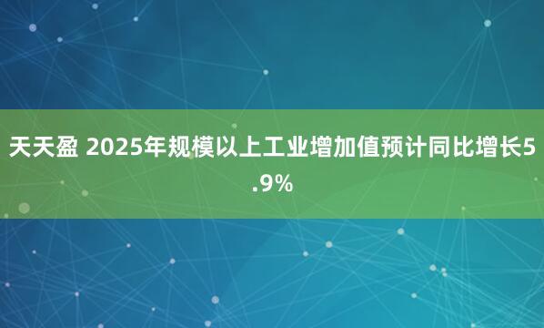 天天盈 2025年规模以上工业增加值预计同比增长5.9%